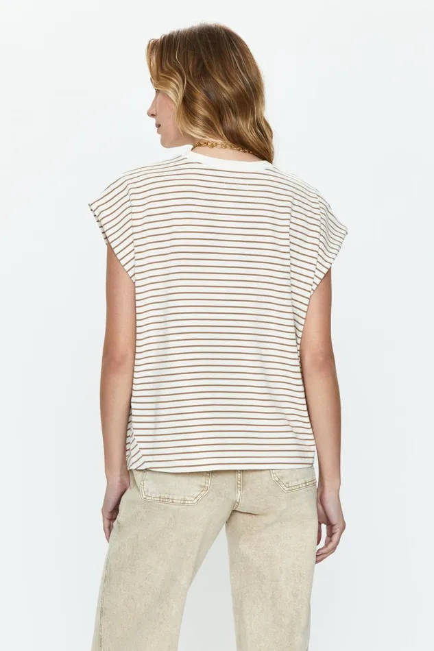 Women Trina Muscle Tee 8211 Sable Stripe Pistola Denim Tees and Tanks