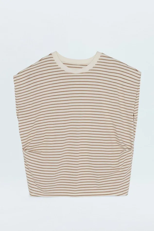 Women Trina Muscle Tee 8211 Sable Stripe Pistola Denim Tees and Tanks