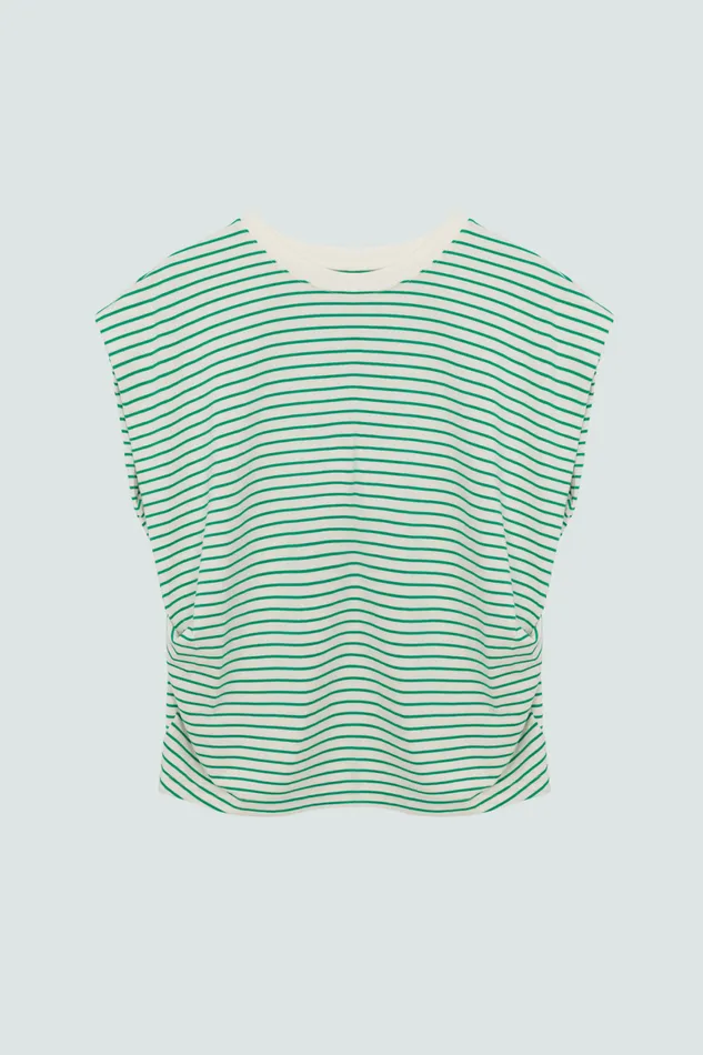 Women Trina Muscle Tee 8211 Vert Stripe Pistola Denim Tees and Tanks