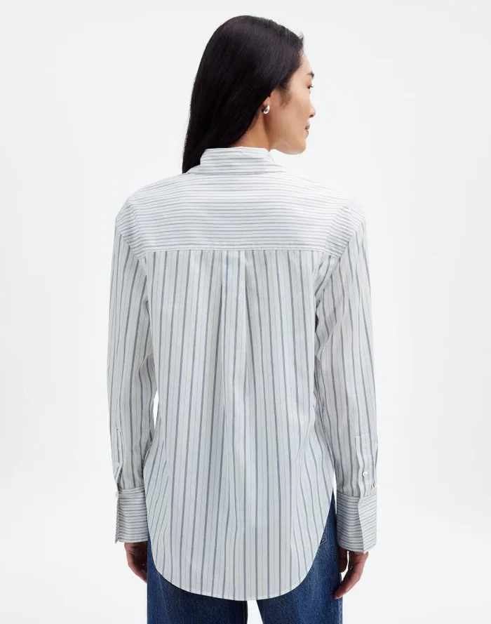 Women Tuxedo ButtonUp Shirt In Poplin Eyelet White Madewell Tops and Shirts