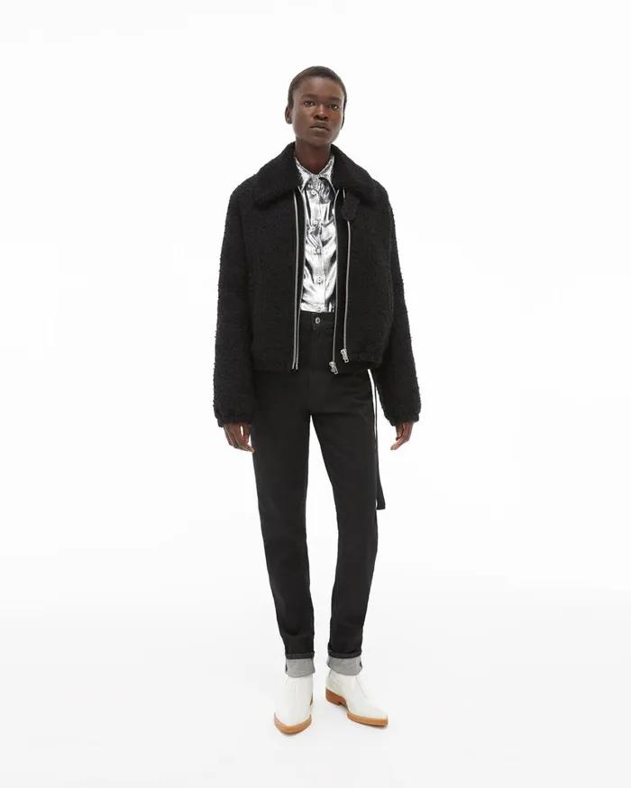 Women Tweed Bomber Black Helmut Lang Jackets