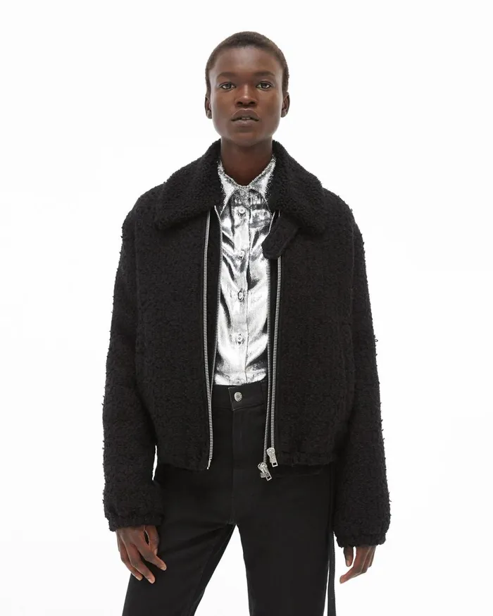 Women Tweed Bomber Black Helmut Lang Jackets