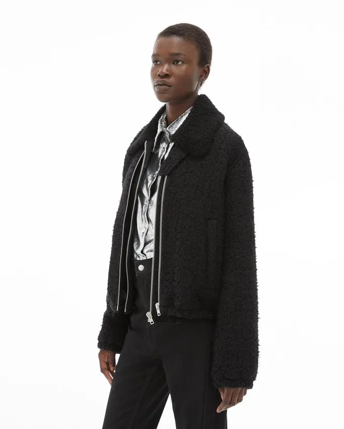 Women Tweed Bomber Black Helmut Lang Jackets