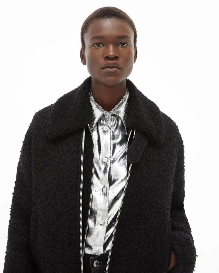 Women Tweed Bomber Black Helmut Lang Jackets