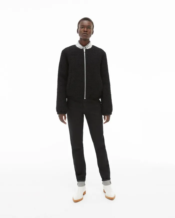 Women Tweed Bomber Black Helmut Lang Jackets