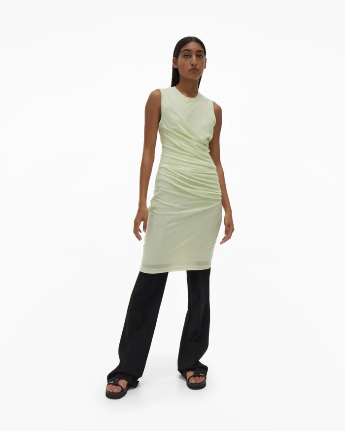 Women Twist Sheath Electric Yellow Helmut Lang Dresses