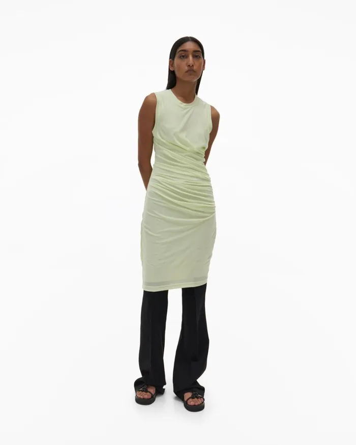 Women Twist Sheath Electric Yellow Helmut Lang Dresses