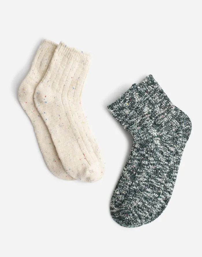 Women TwoPack Heathered Ankle Socks Winter White Madewell Socks