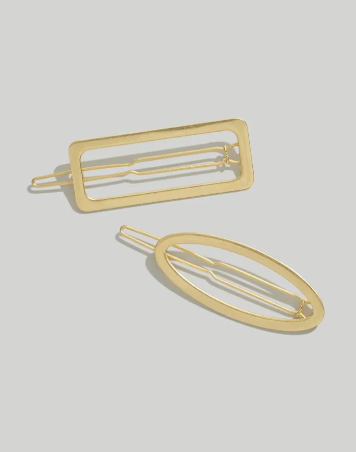 Women TwoPack Open Shape Hair Clips Vintage Gold Madewell Hair Accessories
