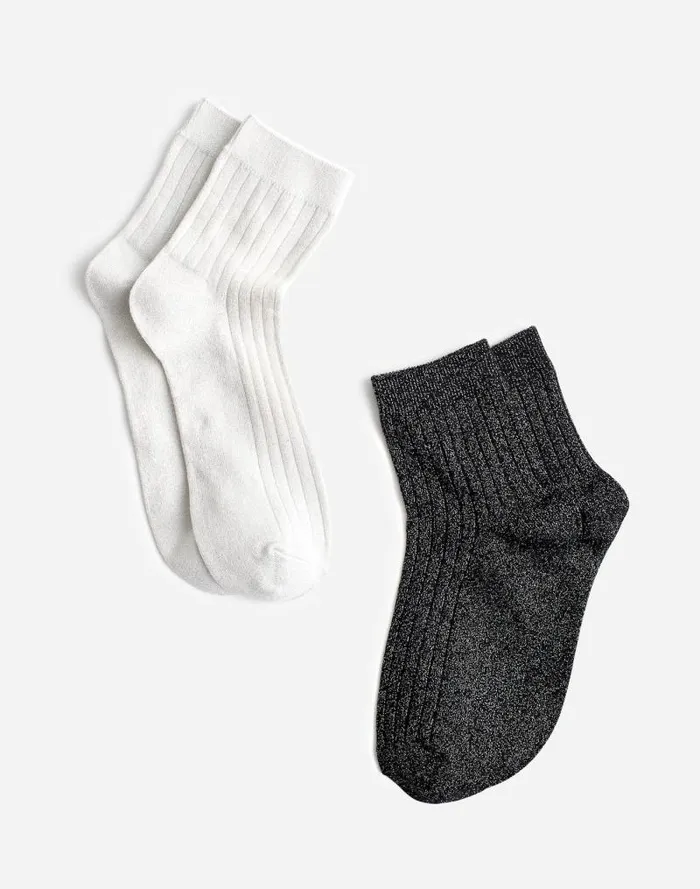 Women TwoPack Shimmer Ankle Socks True Black Madewell Socks