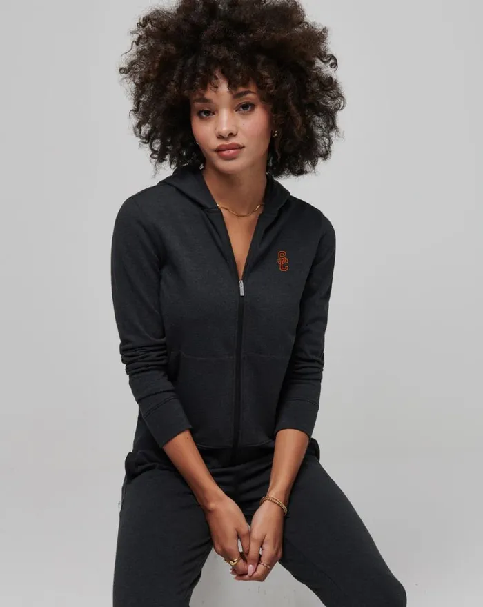 Women USC CLOUD ZIP HOODIE Heather Black TravisMathew Hoodies and Pullovers Women USC CLOUD ZIP HOODIE Heather Black TravisMathew Hoodies and Pullovers