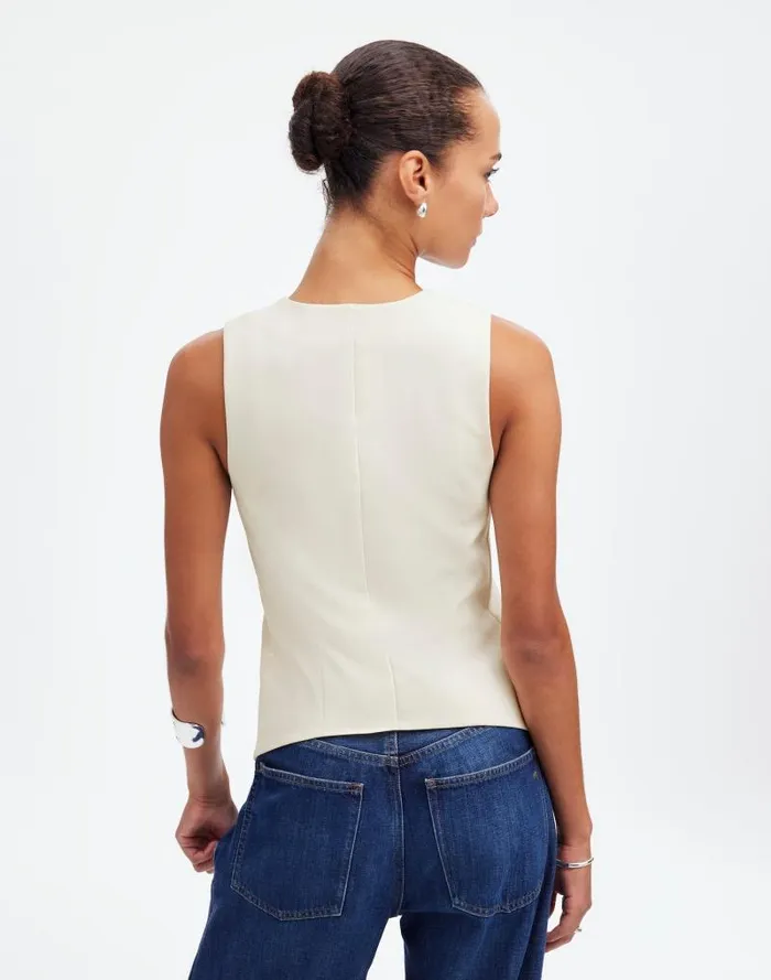 Women VNeck Vest In Wool Blend Winter White Madewell Tops and Shirts