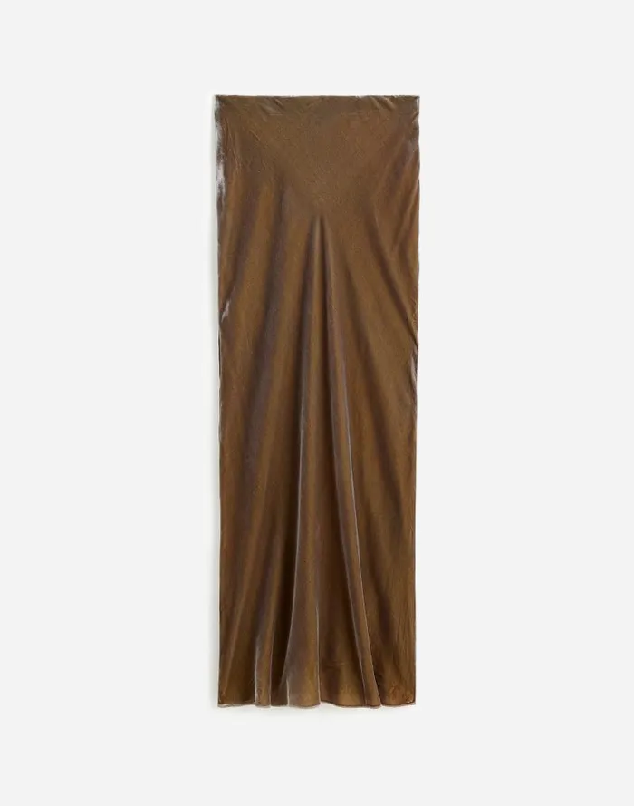 Women Velvet Maxi Slip Skirt Irridescent Grey Madewell Skirts