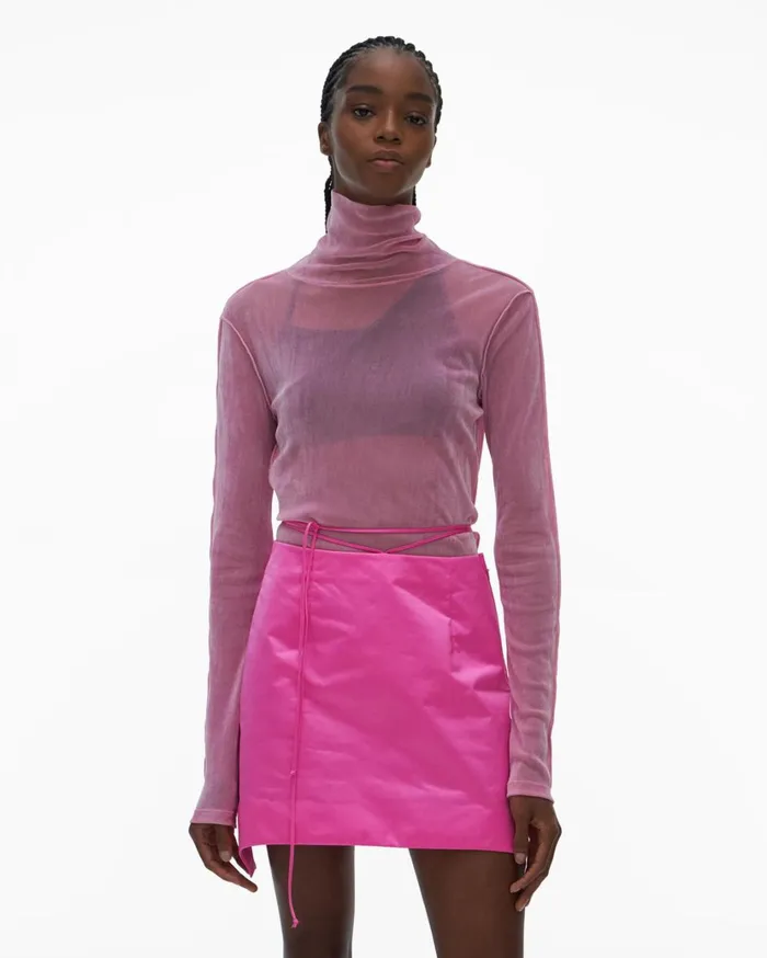 Women Velvet Tulle Top Grasse Rose Helmut Lang Tops