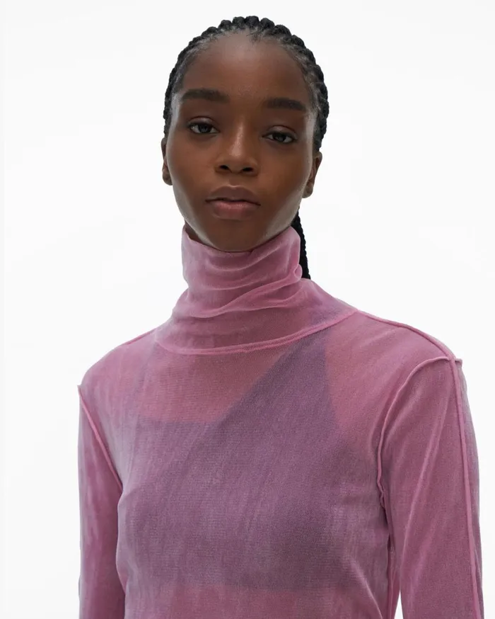 Women Velvet Tulle Top Grasse Rose Helmut Lang Tops