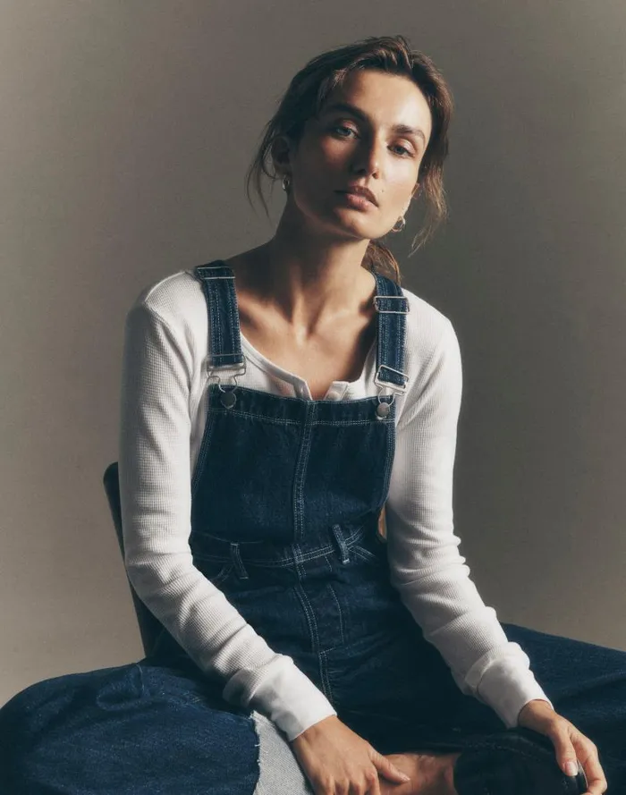 Women WaffleKnit Scoopneck Henley Tee Eyelet White Madewell Tees