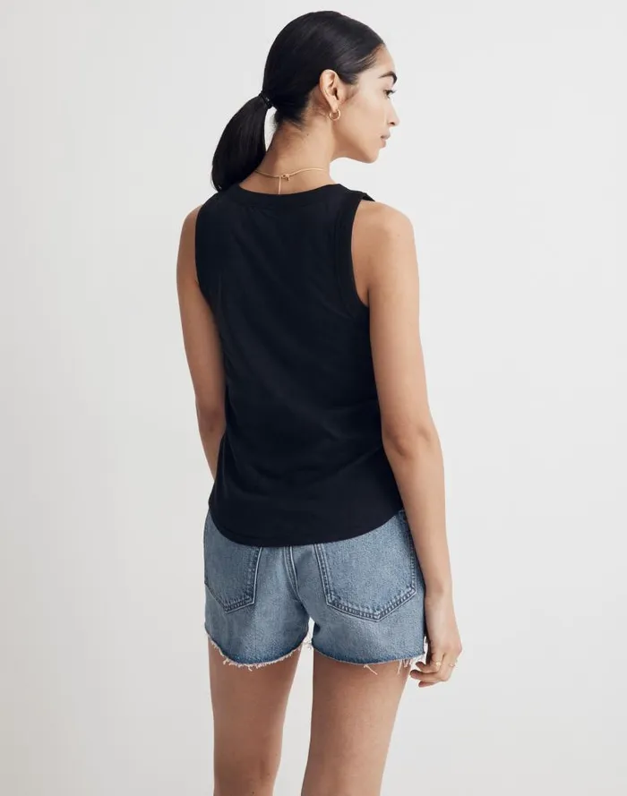 Women Whisper Cotton Scoopneck Tank Top True Black Madewell Tees