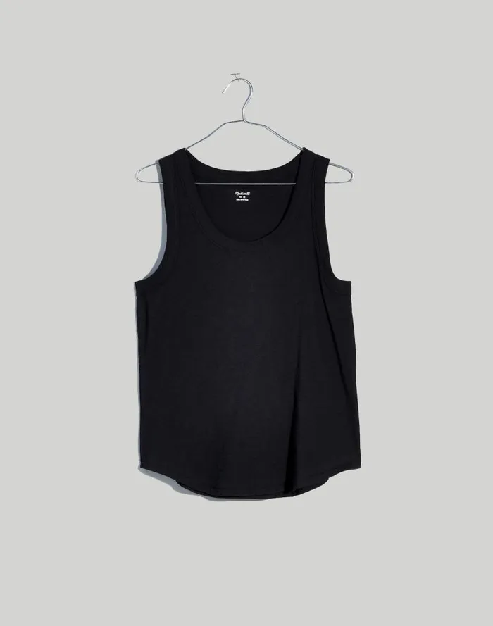 Women Whisper Cotton Scoopneck Tank Top True Black Madewell Tees