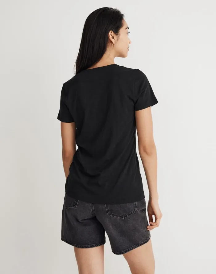 Women Whisper Cotton VNeck Tee True Black Madewell Tees