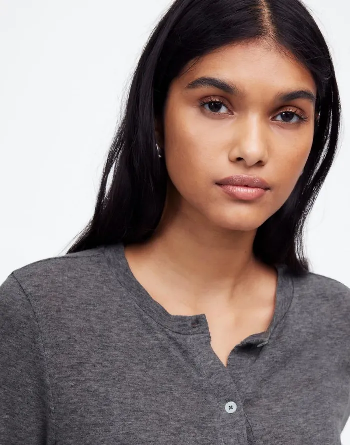 Women WoolBlend Crewneck Cardigan Hthr Coal Madewell Tees