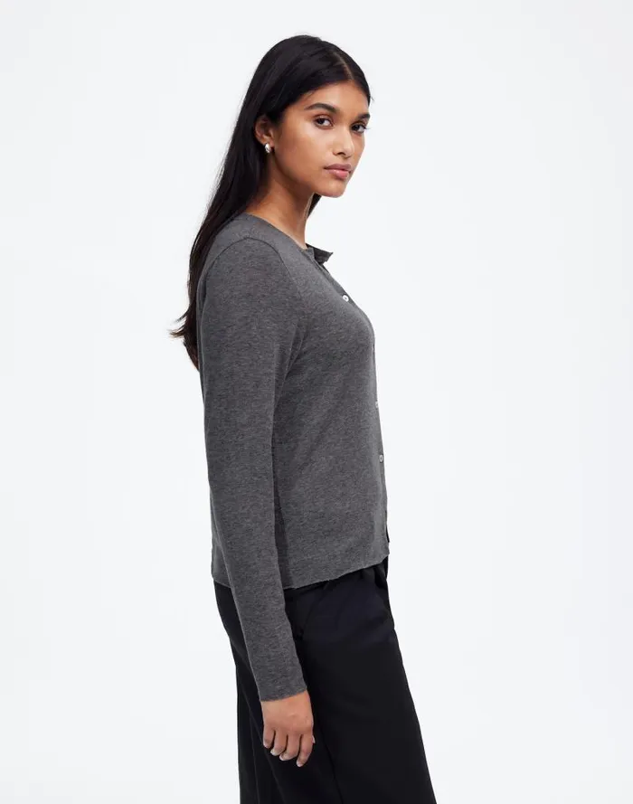 Women WoolBlend Crewneck Cardigan Hthr Coal Madewell Tees