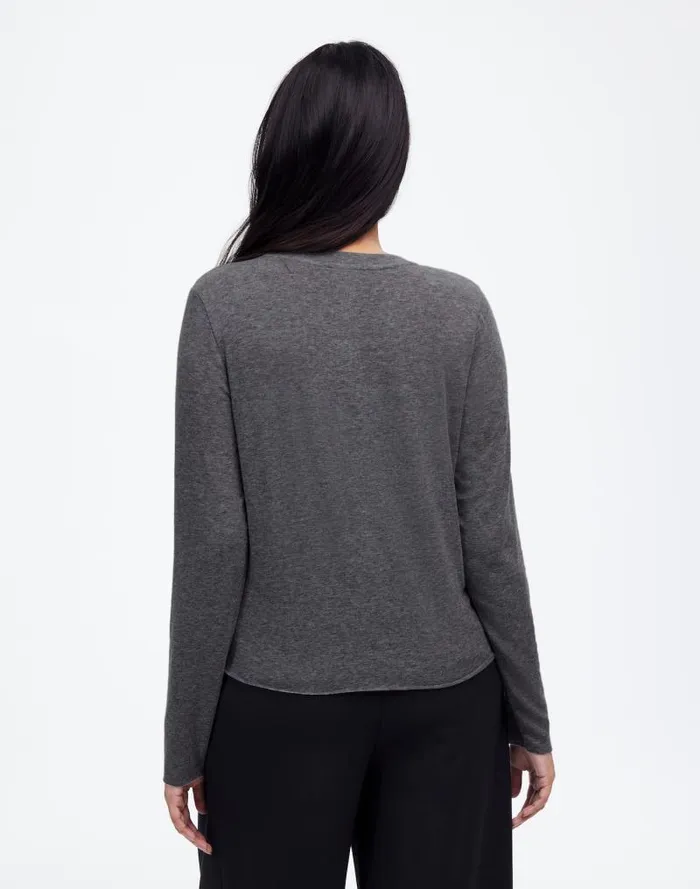 Women WoolBlend Crewneck Cardigan Hthr Coal Madewell Tees