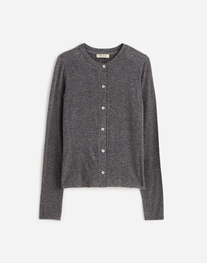 Women WoolBlend Crewneck Cardigan Hthr Coal Madewell Tees