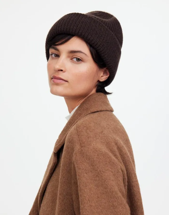 Women WoolBlend Knit Beanie Hthr Dark Carob Madewell Hats