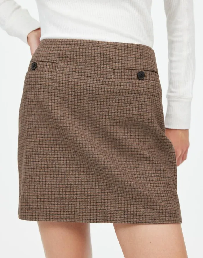 Women WoolBlend Mini Skirt In Check Parton Check Madewell Skirts