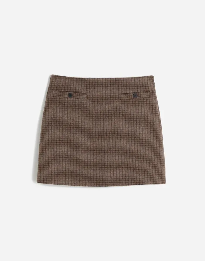 Women WoolBlend Mini Skirt In Check Parton Check Madewell Skirts
