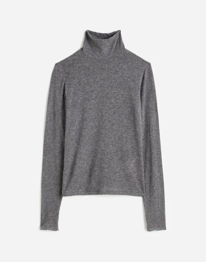 Women WoolBlend Turtleneck LongSleeve Tee Hthr Coal Madewell Tees