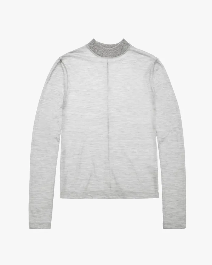 Women Wool Jersey Mockneck Sweater Heather Grey Helmut Lang Sweaters