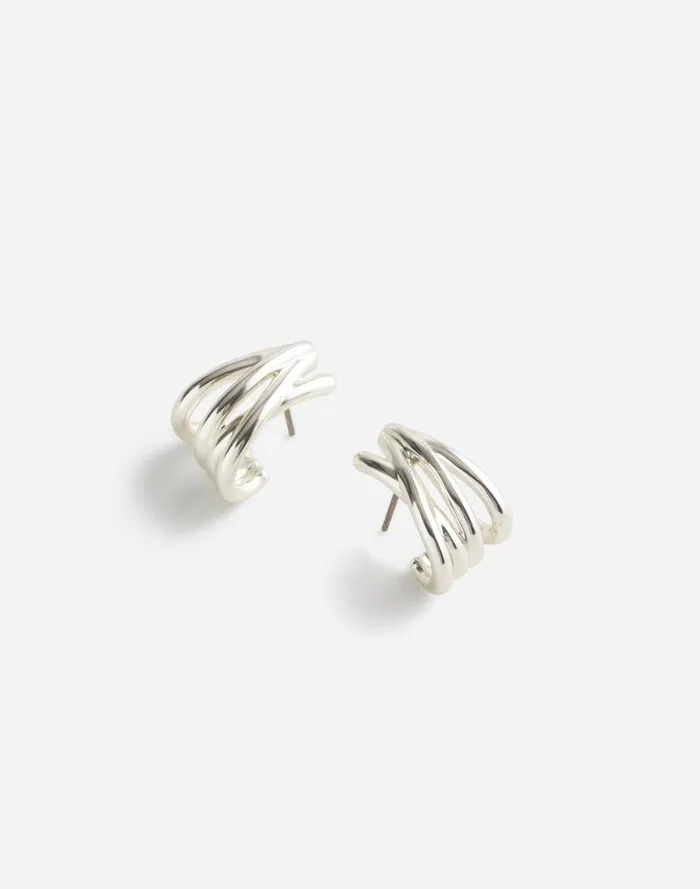 Women Wraparound Statement Stud Earrings Light Silver Ox Madewell Jewelry