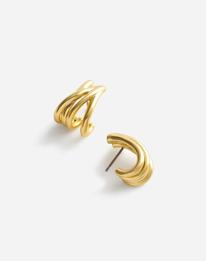 Women Wraparound Statement Stud Earrings Vintage Gold Madewell Jewelry