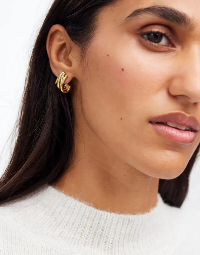 Women Wraparound Statement Stud Earrings Vintage Gold Madewell Jewelry