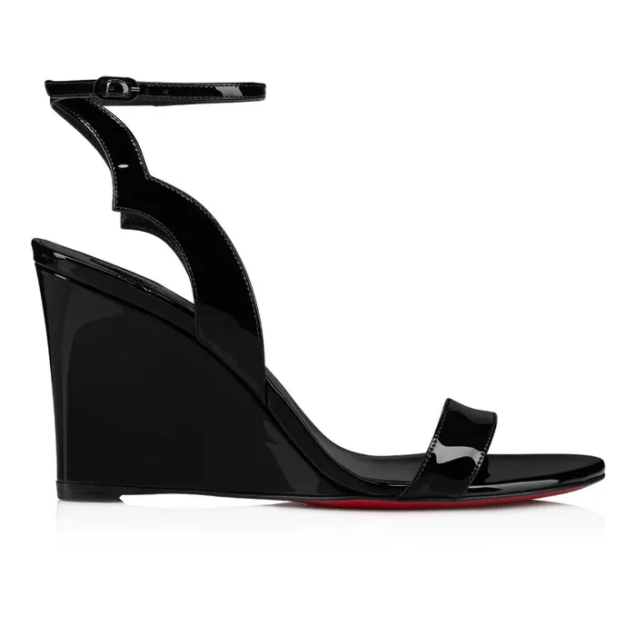 Women Zeppa Chick 85 Mm Sandals 8211 Patent Leather 8211 Black Black Christian Louboutin Wedges