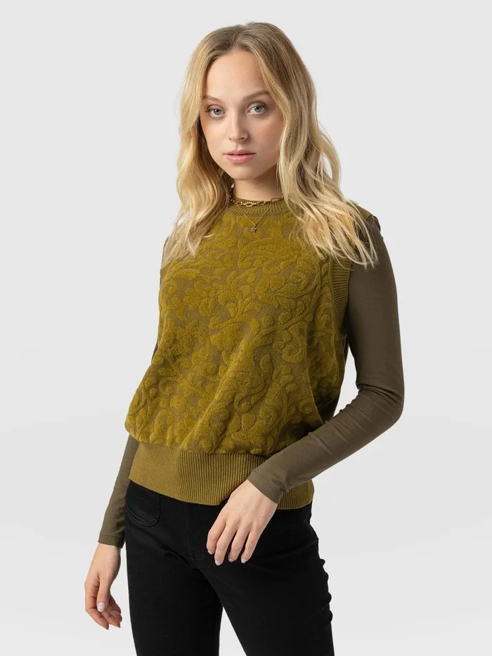 Wren Sleeveless Knit 8211 Olive Olive Women Saint And Sofia Knitwear