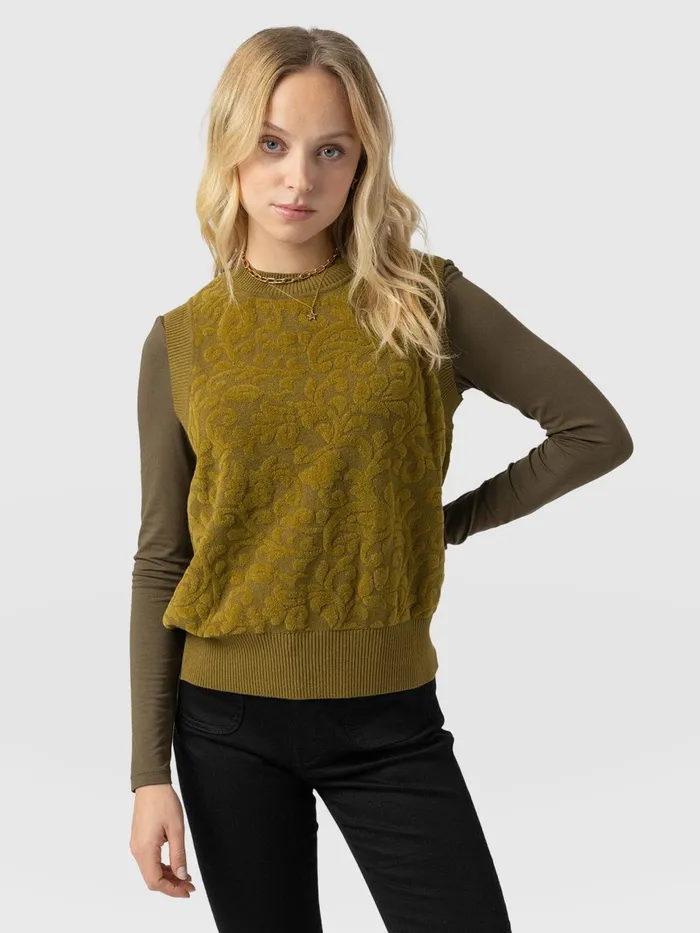 Wren Sleeveless Knit 8211 Olive Olive Women Saint And Sofia Knitwear