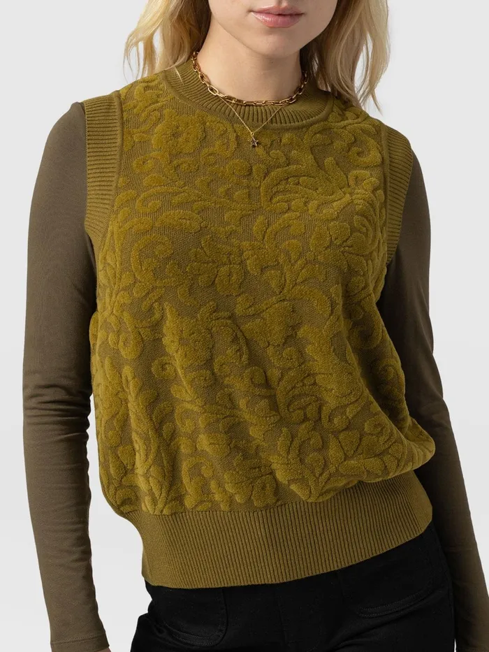 Wren Sleeveless Knit 8211 Olive Olive Women Saint And Sofia Knitwear